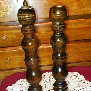 Vintage Wooden Pepper Mill and Salt Shaker Set